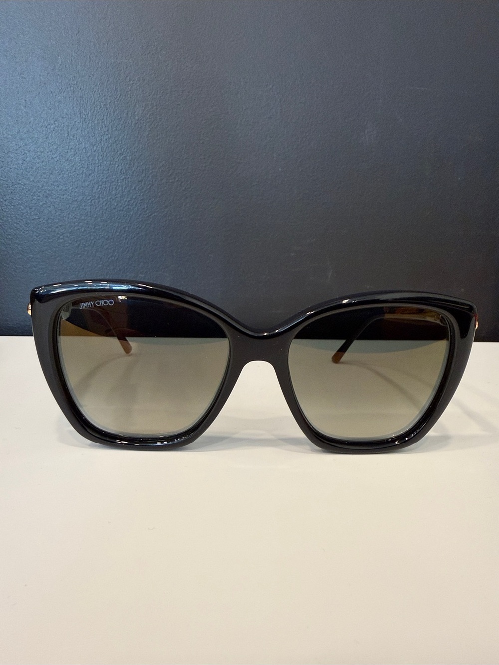 Jimmy Choo Black Cat-Eye Sunglasses with Gradient Lenses